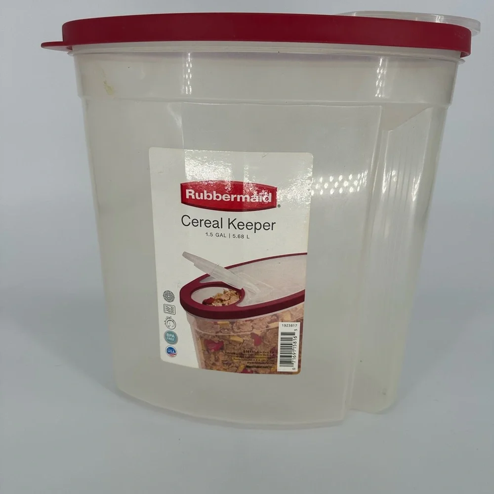 Rubbermaid Cereal Keeper 1.5 GAL Red Flip Top Lid 2014 Made in USA
